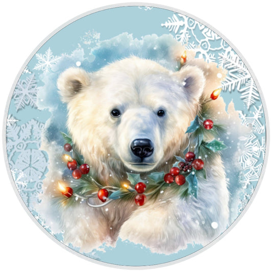 10 Polar Bear Christmas Sign, Metal Wreath Sign, Home Decor