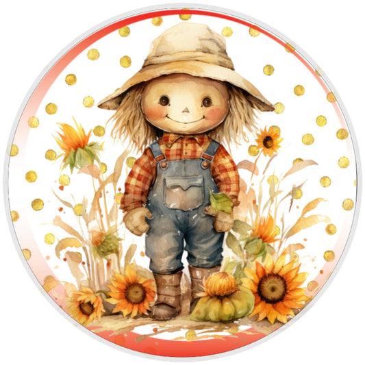 10 Sunflower Scarecrow Sign, Wreath Sign, Home Decor