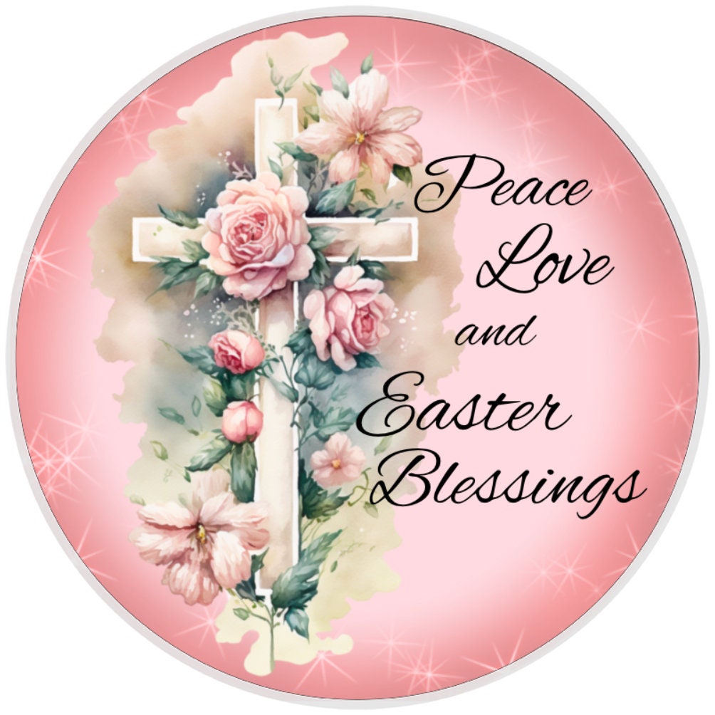 10 Peace Love Easter Religious Sign, Metal Wreath Sign, Home Decor