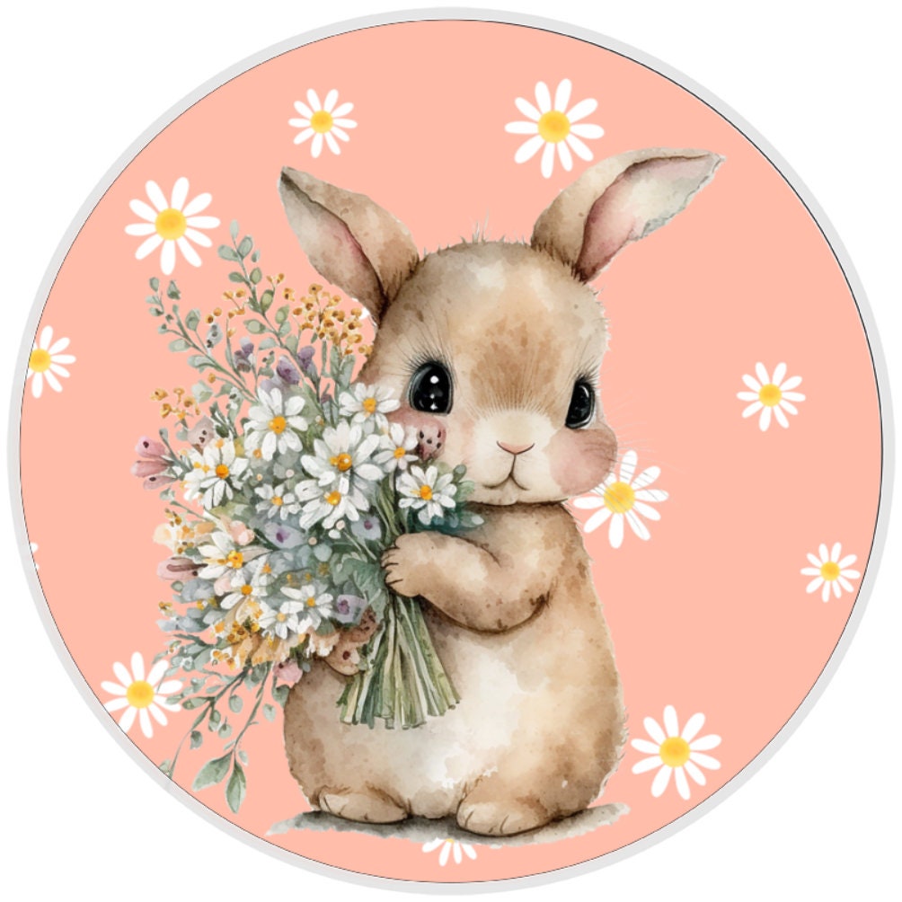 10 Spring  Daisy Bunny Sign, Metal Wreath Sign, Home Decor