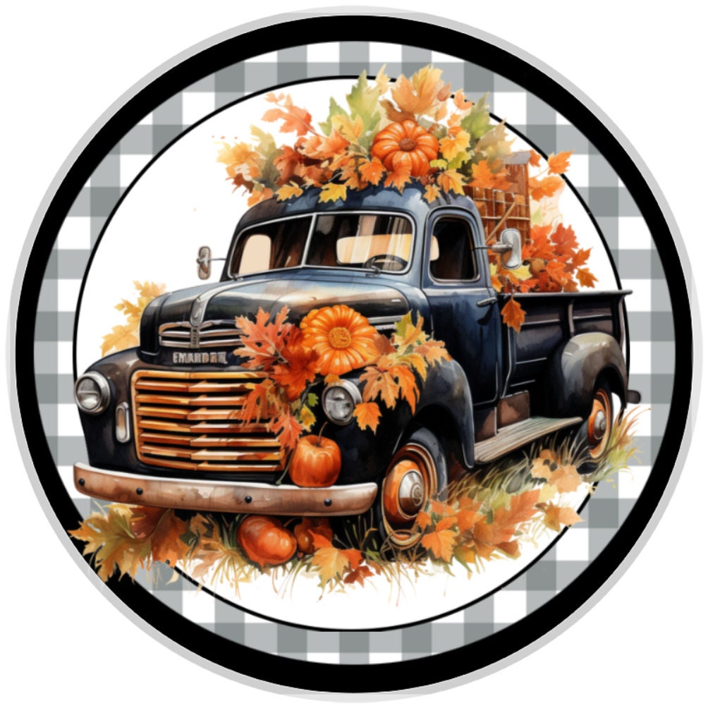 10 Fall Country Truck Sign, Wreath Sign, Metal Sign, Home Decor