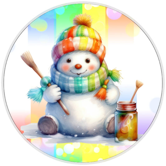 10 Rainbow Snowman Winter Sign, Metal Wreath Sign, Home Decor