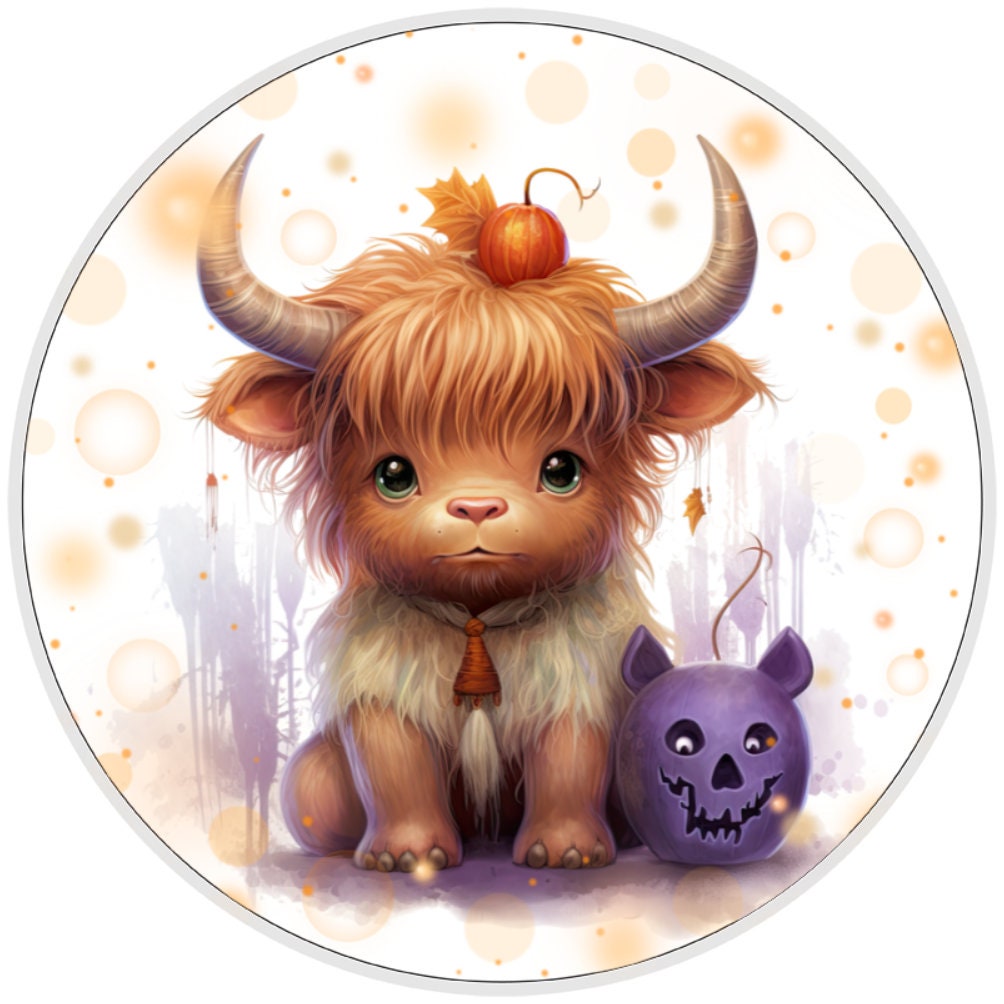 10 Highland Cow Halloween Sign, Wreath Sign, Home Decor
