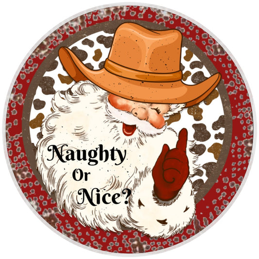 10 Naughty or Nice Santa Wreath Sign, Metal Wreath Sign, Home Decor