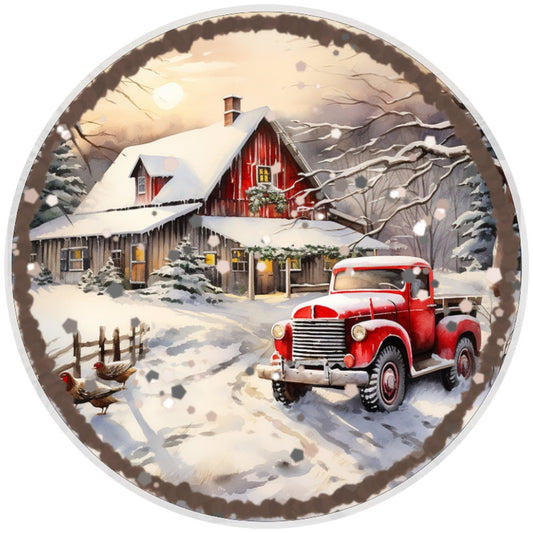 10 Country House Vintage Truck Sign, Metal Wreath Sign, Home Decor