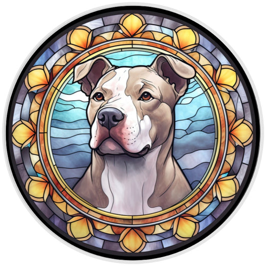10 PitBull Yellow Stained Glass Look Sign, Metal Wreath Sign, Home Decor