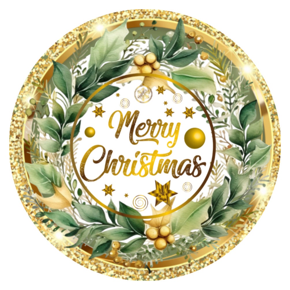 10 Gold Merry Christmas  Sign, Wreath Sign, Home Decor