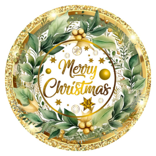 10 Gold Merry Christmas  Sign, Wreath Sign, Home Decor