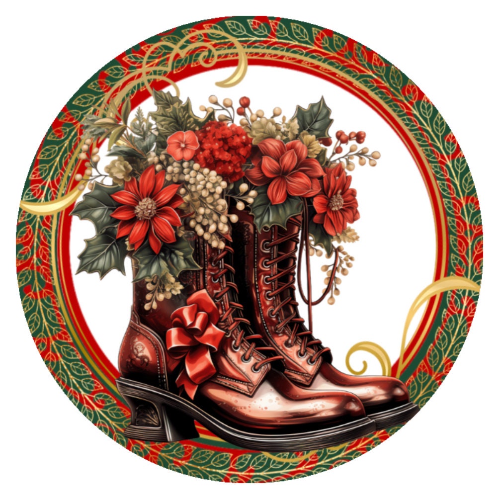 10 Victorian Christmas Shoe Wreath Sign,Wreath Sign, Home Decor
