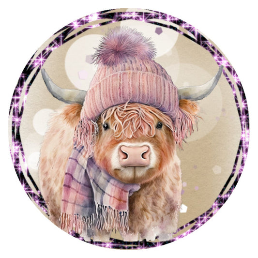 10 Winter Highland Cow Sign, Wreath Sign, Home Decor