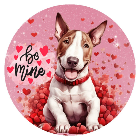 10 Bull Terrier  Dog Happy Valentine Sign, Wreath Sign, Home Decor
