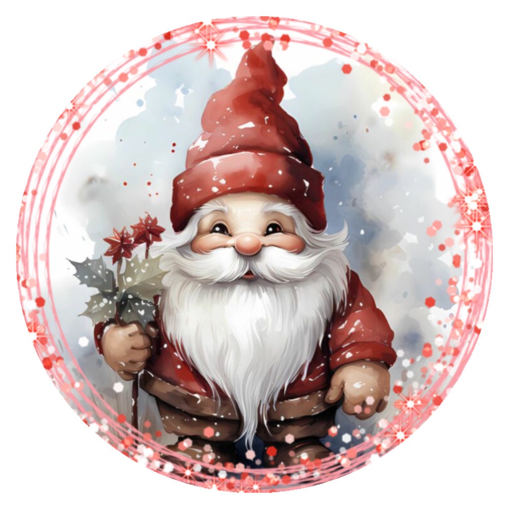 10 Red Gnome Christmas Sign, Wreath Sign, Home Decor