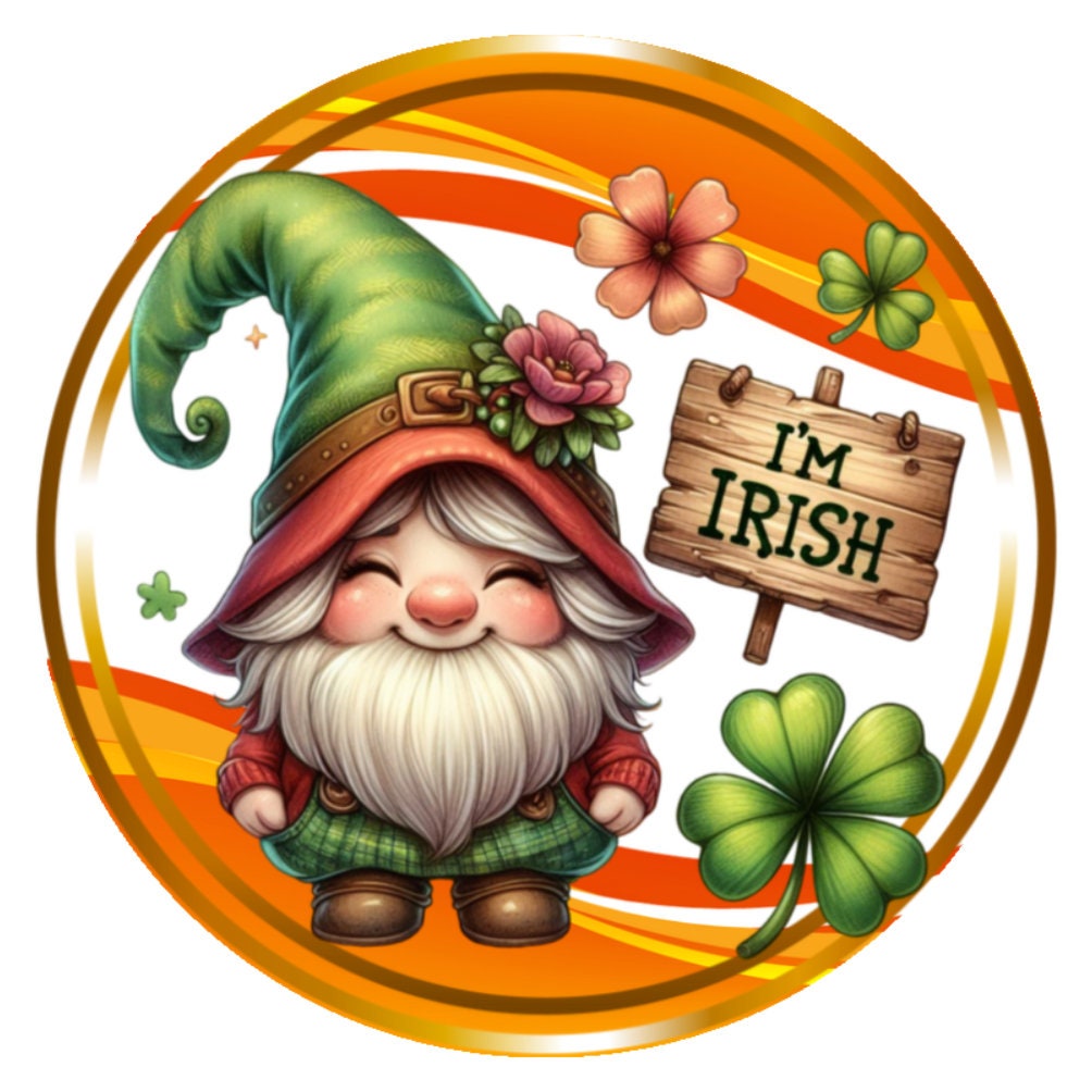 10 Gnome Irish Orange Wreath Sign, Wreath Sign, Home Decor, Metal Sign, The Ritzy Cactus