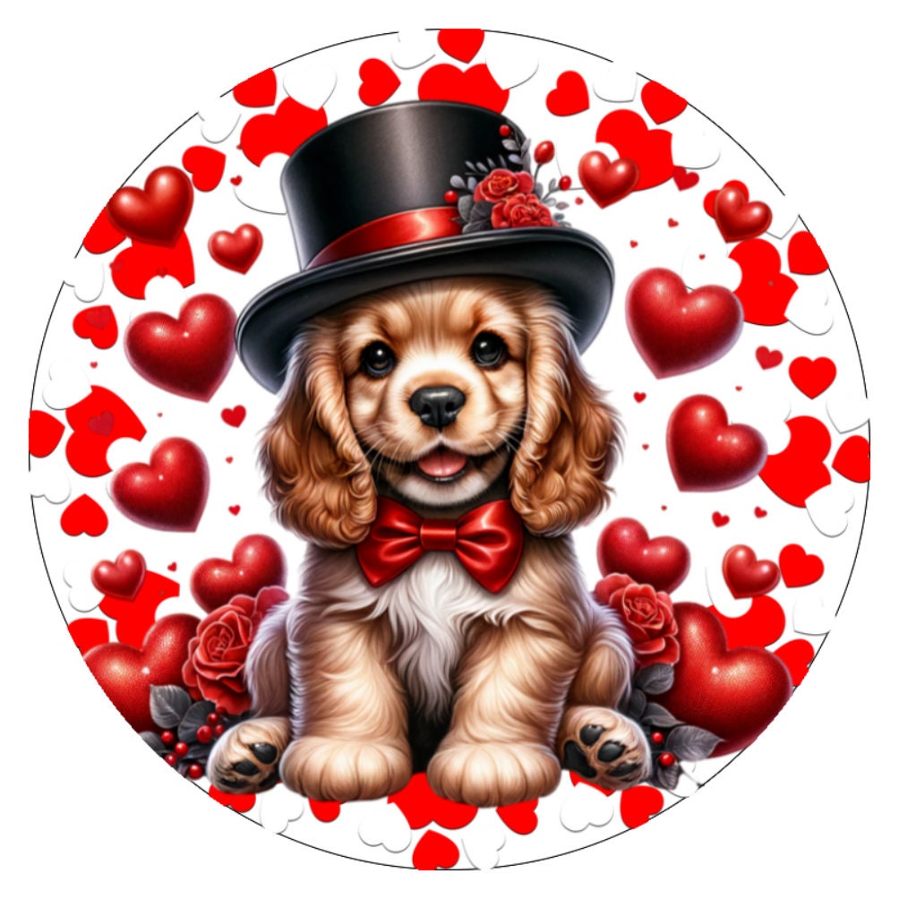 10  Cocker Spaniel Dog Valentine Sign, Wreath Sign, Home Decor