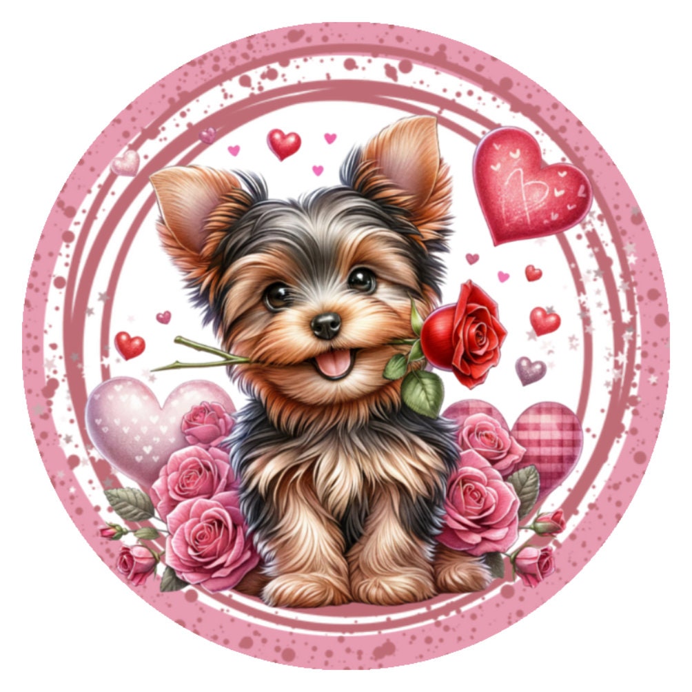 10  Yorkie Dog Valentine  Sign, Wreath Sign, Home Decor, Gift