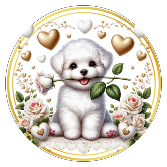 10  Bichon Dog Valentine  Sign, Wreath Sign, Home Decor, Gift