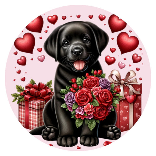 10 Black Labrador Happy Valentine Sign, Wreath Sign, Home Decor