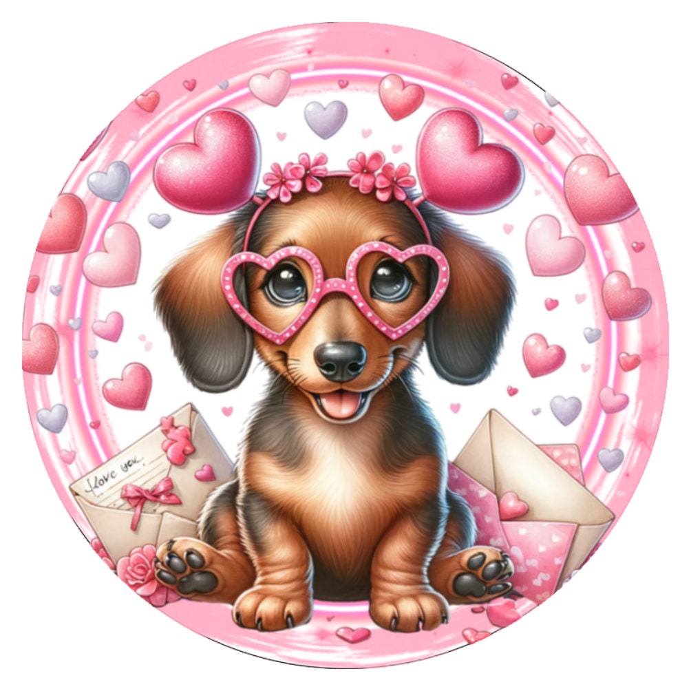 10  Dachshund Happy Valentine Sign, Wreath Sign, Home Decor