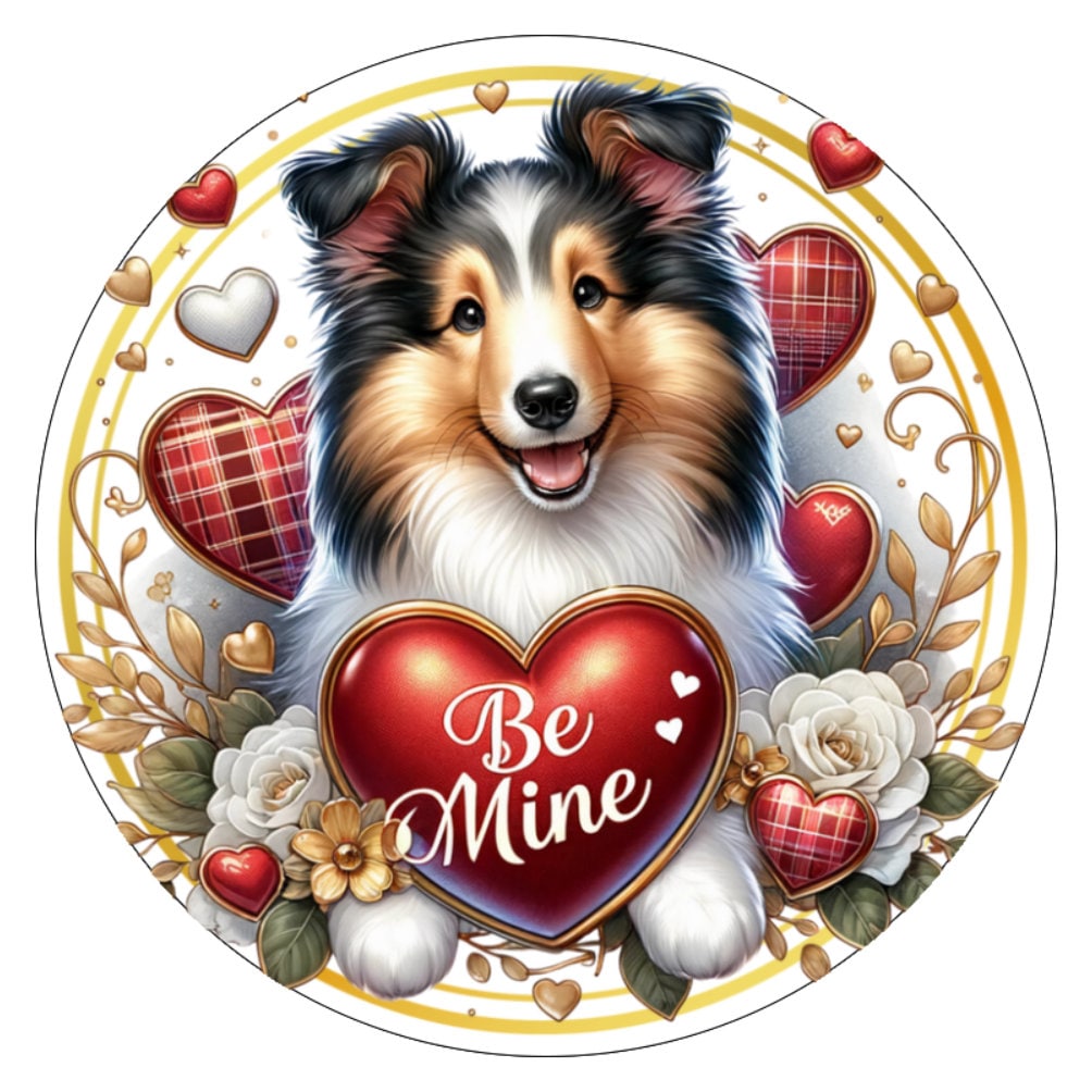 10  Collie Dog Valentine  Sign, Wreath Sign, Home Decor, Gift