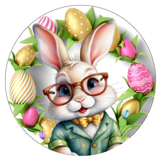 10  Bunny Glasses Egg Sign, Wreath Sign, Home Decor, Gift