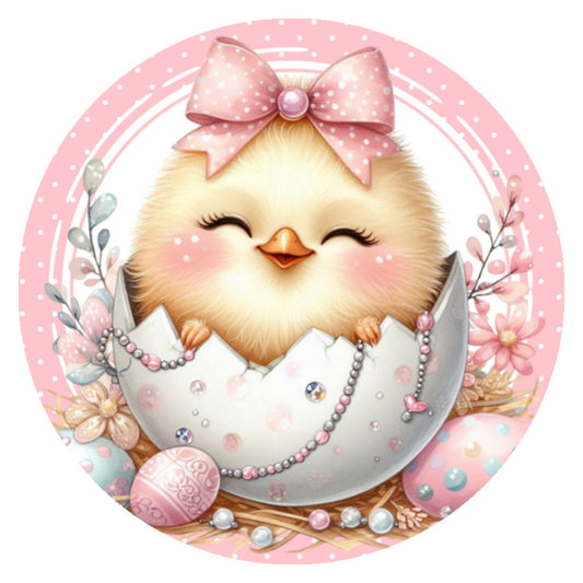10 Easter Chick Egg Sign, Metal Wreath Sign, Home Decor, Gift