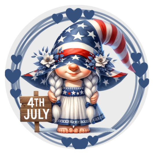 10 Patriotic Girl Gnome Heart Sign, Wreath Sign, Home Decor