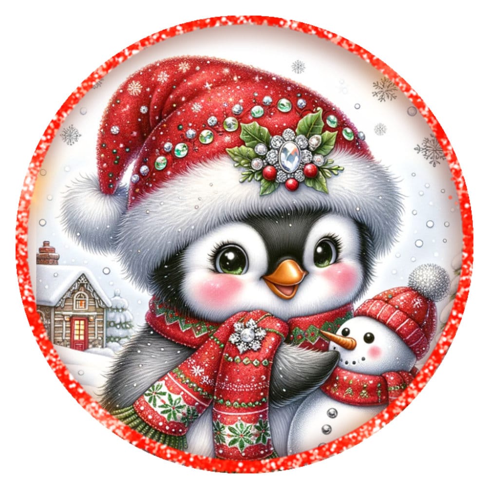 10 Penguin Snowman Christmas  Sign, Metal Wreath Sign, Home Decor