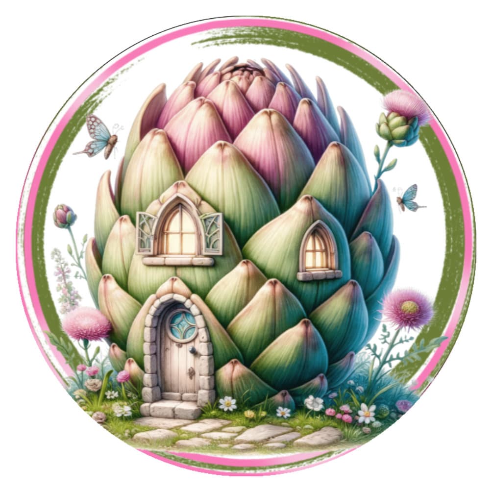 10 Vegetable Fairy House Artichoke Wreath Sign, Wreath Sign, Home Decor, Metal Sign, The Ritzy Cactus