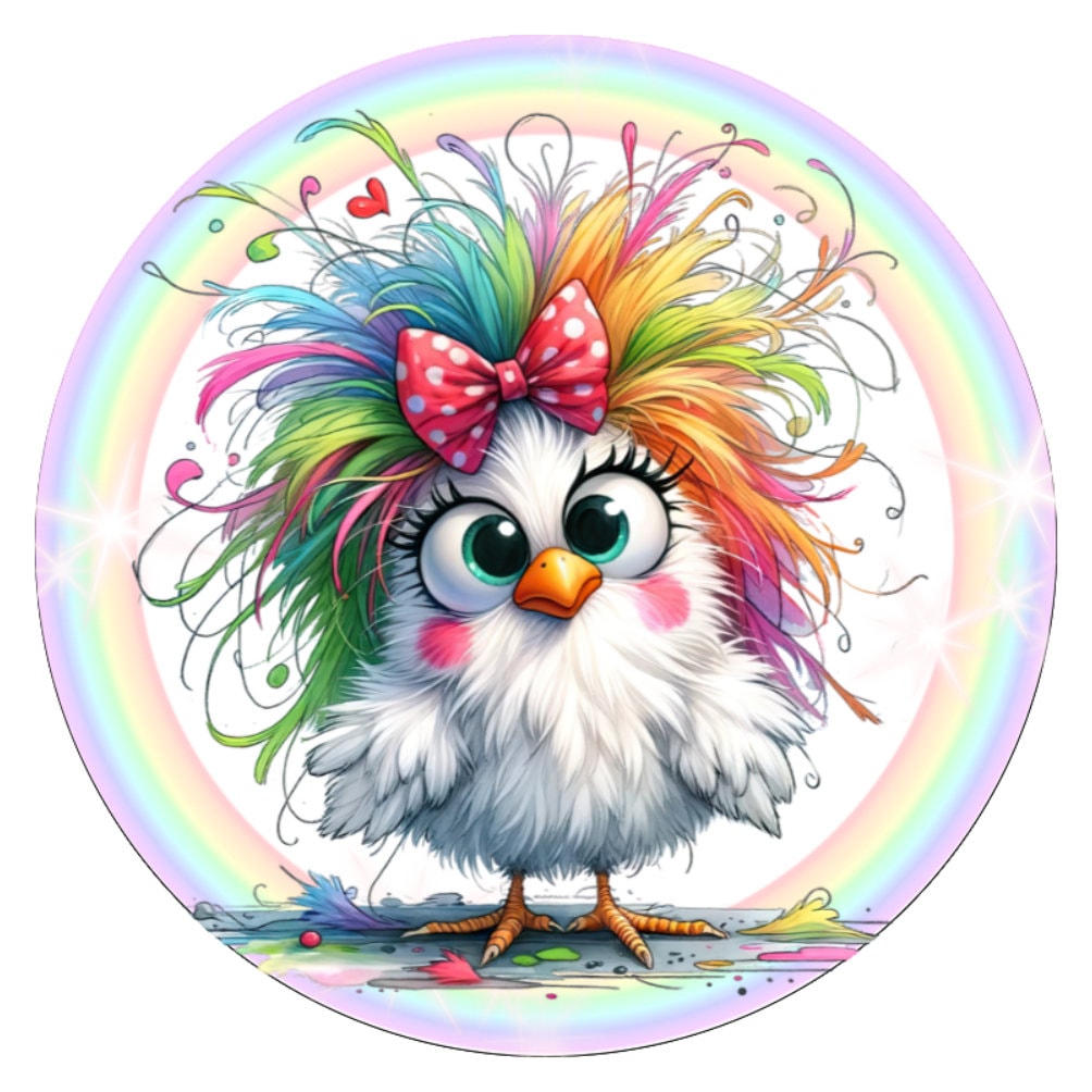 10 Wild Rainbow Chicken Sign, Home Decor, Metal Sign, The Ritzy Cactus
