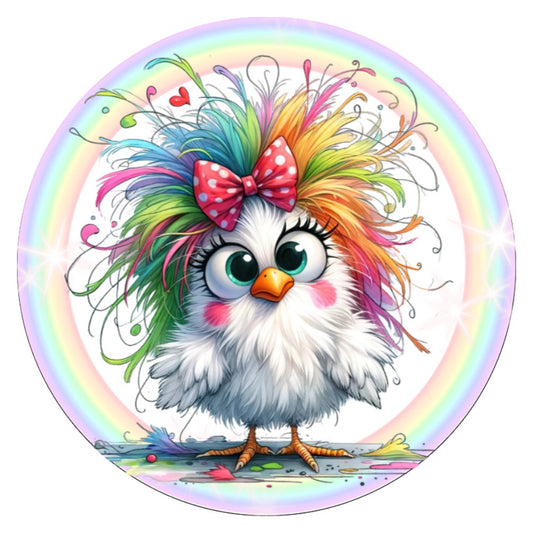 10 Wild Rainbow Chicken Sign, Home Decor, Metal Sign, The Ritzy Cactus