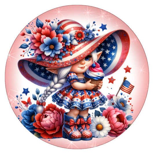 10 Patriotic Girl Gnome Sign, Wreath Sign, Home Decor