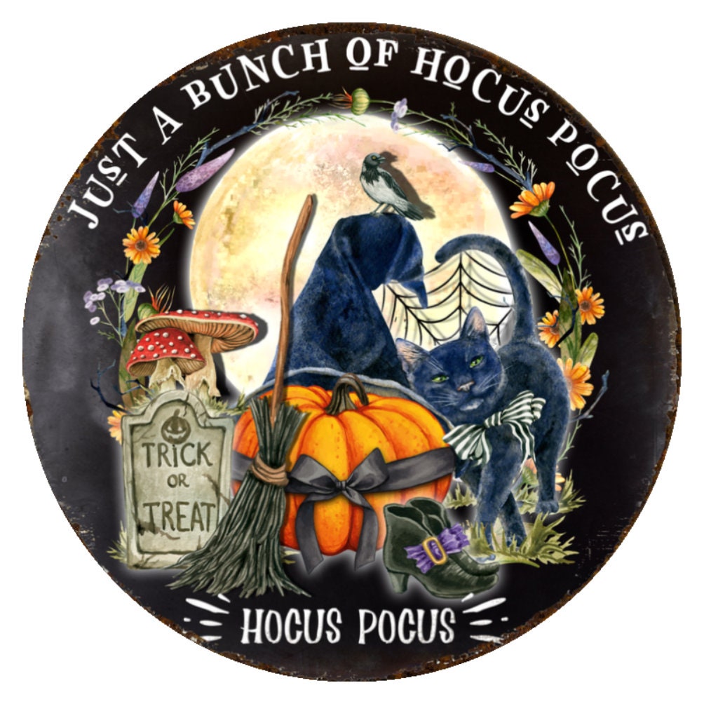 10 Halloween Hocus Pocus Sign, Halloween Wreath Sign, Metal Sign,  Home Decor