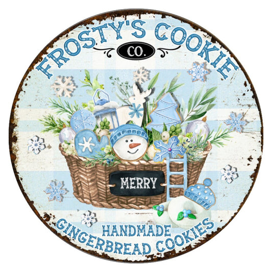 10 Frosty Cookie Company  Snowman Wreath Sign, Metal Wreath Sign, Home Decor