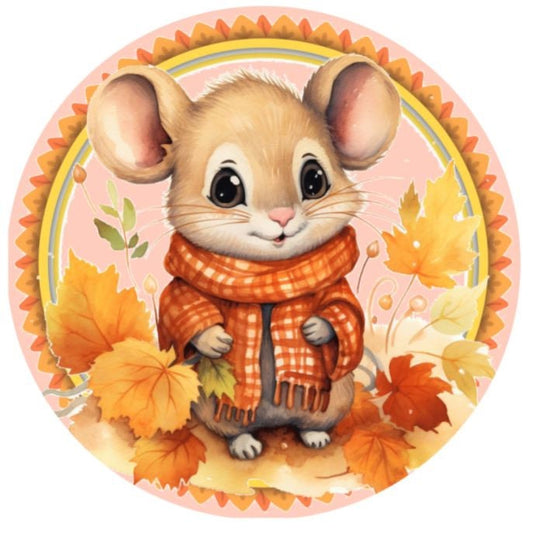 10  Fall Mouse Leaves Sign, Metal Sign, Wreath Sign, Home Decor