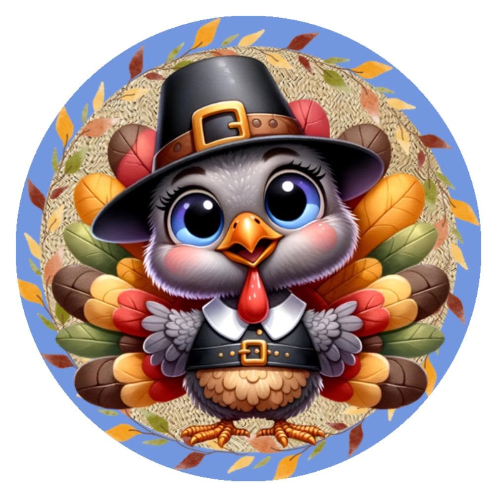 10 Blue Eyed Turkey Thanksgiving Sign, Wreath Sign, Metal Sign, Home Decor