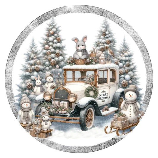 10 Olde Truck Snowman Woodland Sign, Wreath Metal Sign, Home Decor