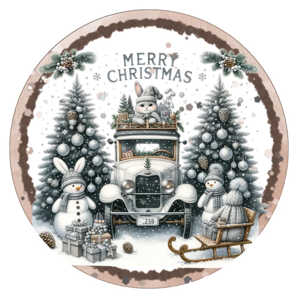10 Olde Truck Merry Christmas Woodland Sign, Wreath Metal Sign, Home Decor