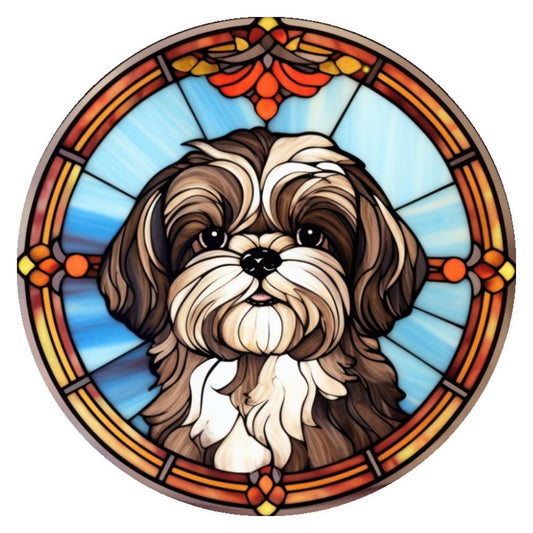 10 Shih Tzu Stained Glass Look Sign, Metal Wreath Sign, Home Decor