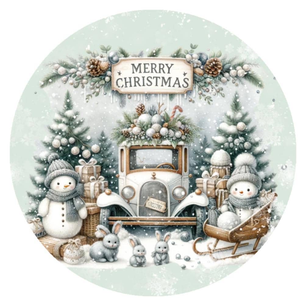 10 Olde Truck Mint Green Merry Christmas Woodland Sign, Wreath Metal Sign, Home Decor