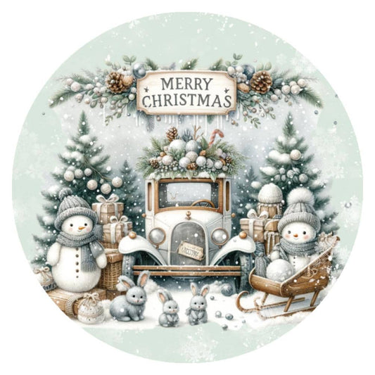10 Olde Truck Mint Green Merry Christmas Woodland Sign, Wreath Metal Sign, Home Decor