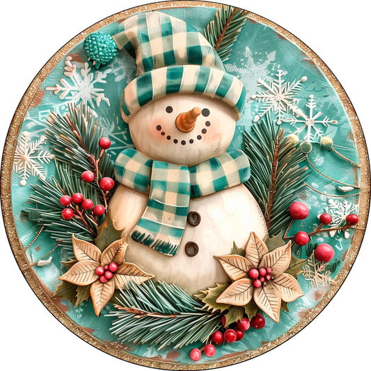 10 Snowman Checkered Winter  Sign, Wreath Sign, Home Decor, The Ritzy Cactus, Gift