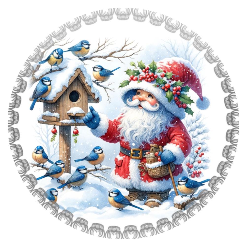 10 Santa Bird Christmas Sign, Wreath Sign, Home Decor, Metal Sign