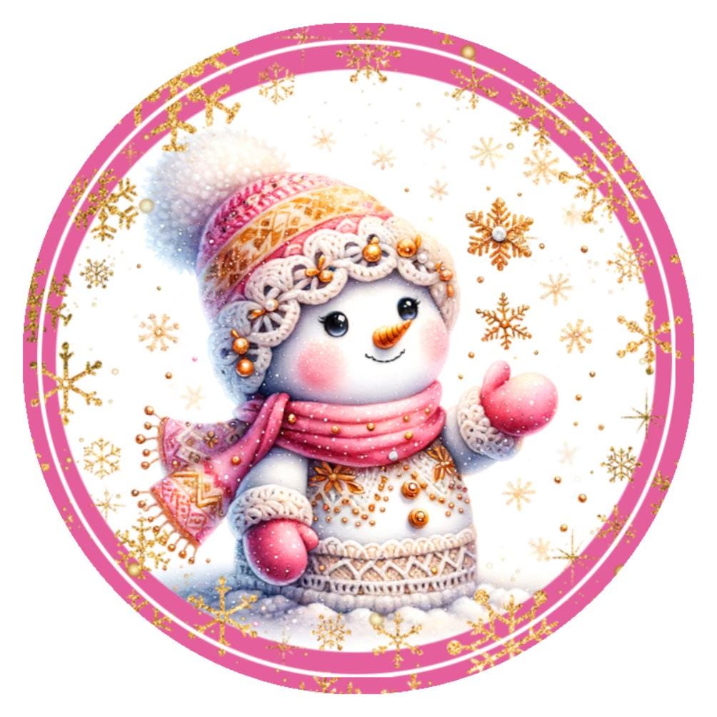 10 Pink Snowman Winter Sign, Metal Wreath Sign, Home Decor