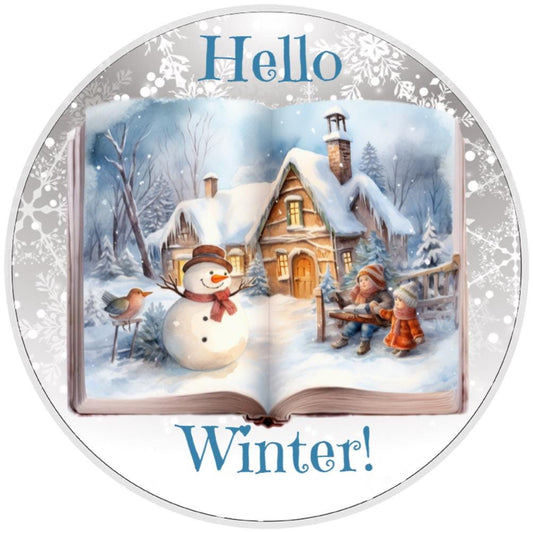 10 Hello Winter Snow Wreath Sign, Wreath Sign, Home Decor