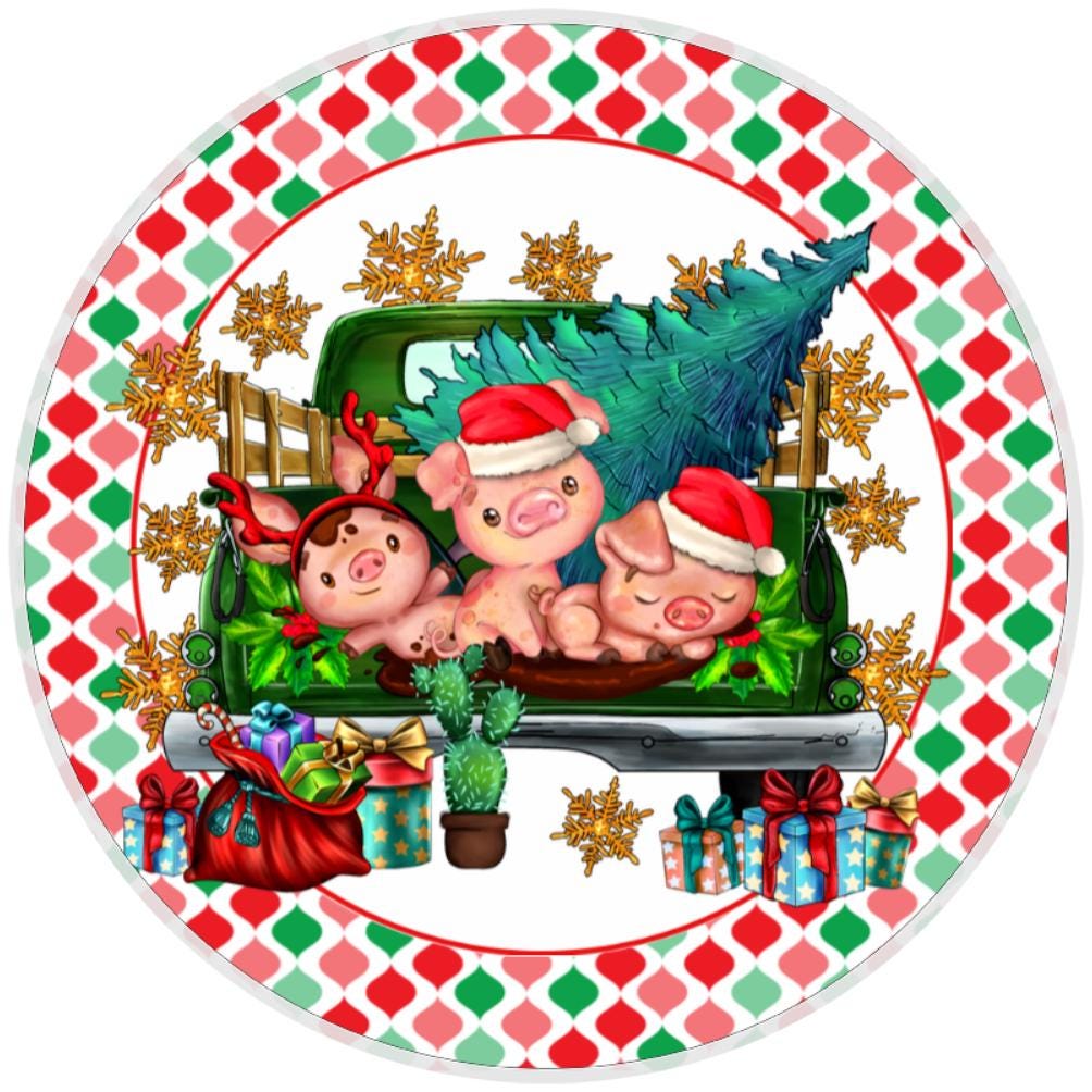 10 Christmas Pig Sign, Wreath Sign, Home Decor, The Ritzy Cactus