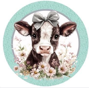 10 Blue Daisy Cow Sign, Wreath Sign, Home Decor