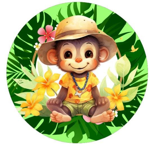 10 Monkey Tropical Summer Sign, Metal Wreath Sign, Home Decor