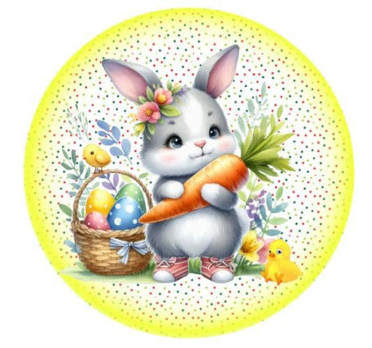 10  Easter Bunny & Chick Dot Sign, Wreath Sign, Home Decor, Gift