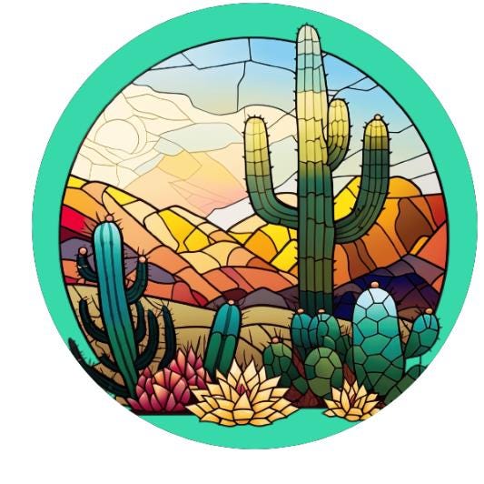 10 Stained Glass Look Turquoise Cactus Wreath  Sign, Wreath Sign, Home Decor, Metal Sign, The Ritzy Cactus