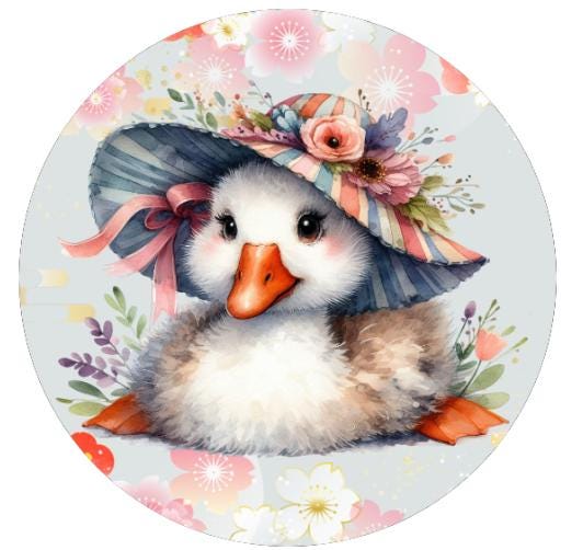 10" Goose Floral Large Brim Hat Sign, Wreath Sign, Home Decor